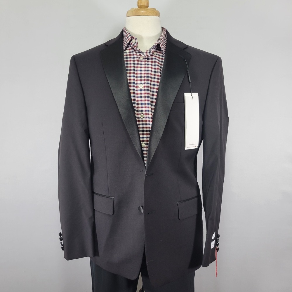 Calvin Klein Men's TUXEDO JACKET Black Wool Blend Stretch 44R X SLIM FIT